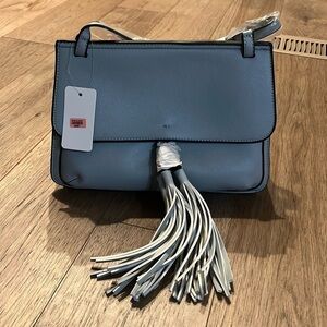 NWT J FRANCIS gray crossbody tassel purse